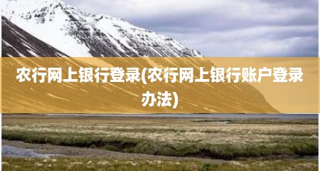 农行网上银行登录(农行网上银行账户登录办法)