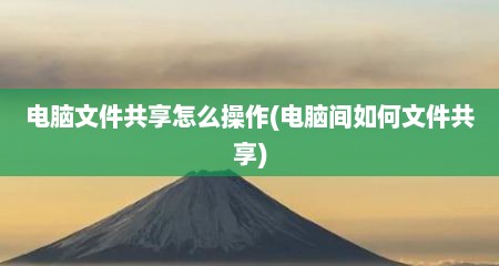 电脑文件共享怎么操作(电脑间如何文件共享)