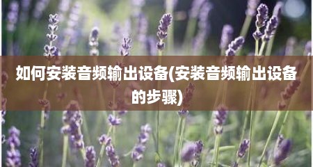 如何安装音频输出设备(安装音频输出设备的步骤)