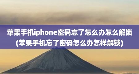 苹果手机iphone密码忘了怎么办怎么解锁(苹果手机忘了密码怎么办怎样解锁)