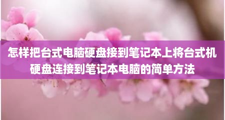 怎样把台式电脑硬盘接到笔记本上将台式机硬盘连接到笔记本电脑的简单方法