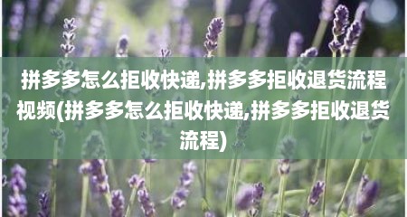 拼多多怎么拒收快递,拼多多拒收退货流程视频(拼多多怎么拒收快递,拼多多拒收退货流程)