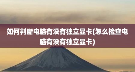 如何判断电脑有没有独立显卡(怎么检查电脑有没有独立显卡)