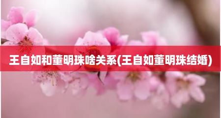 王自如和董明珠啥关系(王自如董明珠结婚)