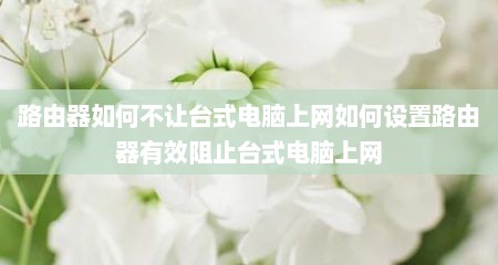 路由器如何不让台式电脑上网如何设置路由器有效阻止台式电脑上网