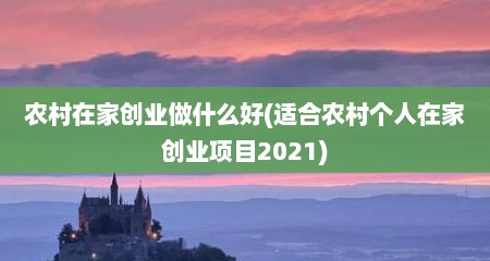 农村在家创业做什么好(适合农村个人在家创业项目2021)