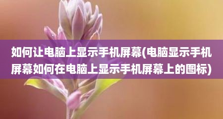 如何让电脑上显示手机屏幕(电脑显示手机屏幕如何在电脑上显示手机屏幕上的图标)