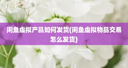 闲鱼虚拟产品如何发货(闲鱼虚拟物品交易怎么发货)