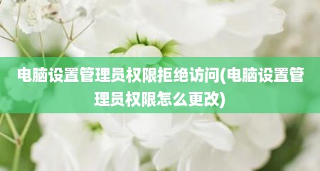 电脑设置管理员权限拒绝访问(电脑设置管理员权限怎么更改)