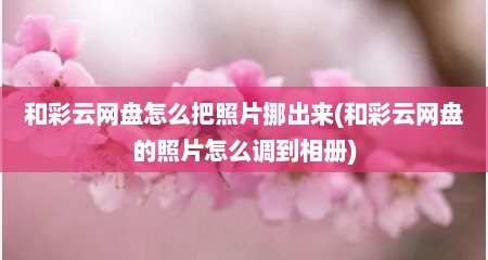 和彩云网盘怎么把照片挪出来(和彩云网盘的照片怎么调到相册)