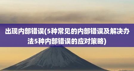 出现内部错误(5种常见的内部错误及解决办法5种内部错误的应对策略)