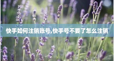 快手如何注销账号,快手号不要了怎么注销