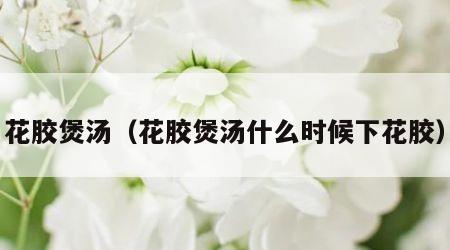 花胶煲汤（花胶煲汤什么时候下花胶）