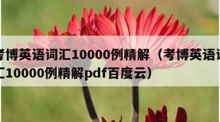 考博英语词汇10000例精解（考博英语词汇10000例精解pdf百度云）