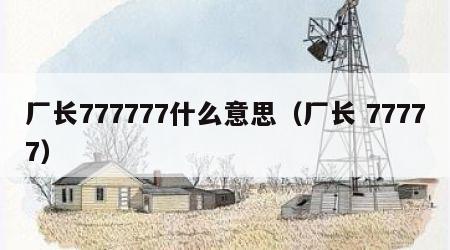 厂长777777什么意思（厂长 77777）