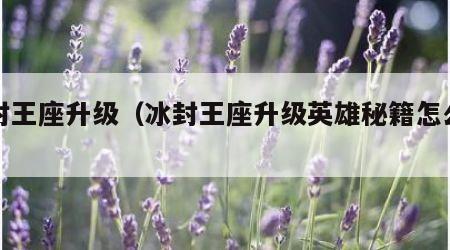 冰封王座升级（冰封王座升级英雄秘籍怎么用）