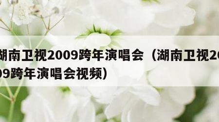 湖南卫视2009跨年演唱会（湖南卫视2009跨年演唱会视频）