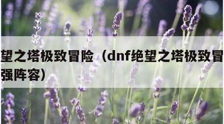 绝望之塔极致冒险（dnf绝望之塔极致冒险最强阵容）