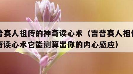 吉普赛人祖传的神奇读心术（吉普赛人祖传的神奇读心术它能测算出你的内心感应）