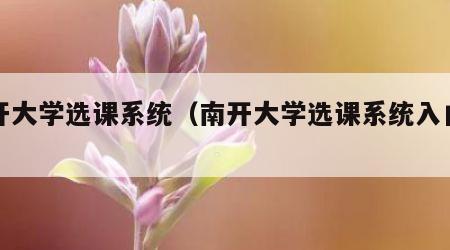 南开大学选课系统（南开大学选课系统入口官网）