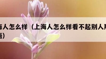 上海人怎么样（上海人怎么样看不起别人那个词语）