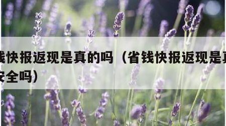 省钱快报返现是真的吗（省钱快报返现是真的吗安全吗）