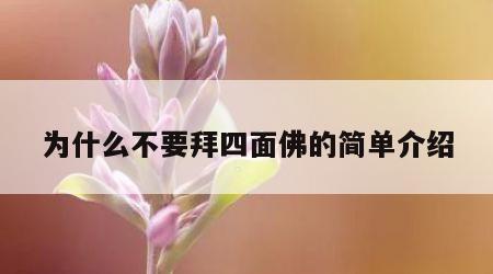 为什么不要拜四面佛的简单介绍