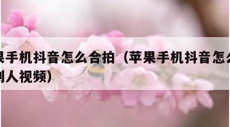 苹果手机抖音怎么合拍（苹果手机抖音怎么合拍别人视频）