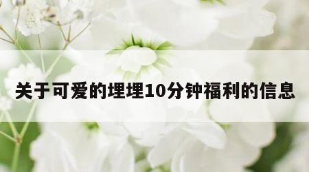 关于可爱的埋埋10分钟福利的信息