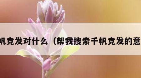 千帆竞发对什么（帮我搜索千帆竞发的意思）