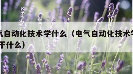 电气自动化技术学什么（电气自动化技术学什么 干什么）