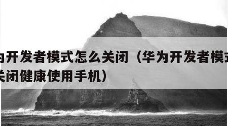 华为开发者模式怎么关闭（华为开发者模式怎么关闭健康使用手机）