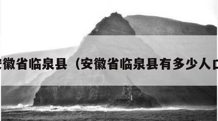 安徽省临泉县（安徽省临泉县有多少人口）