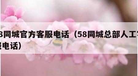 58同城官方客服电话（58同城总部人工客服电话）