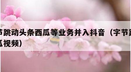 字节跳动头条西瓜等业务并入抖音（字节跳动西瓜视频）