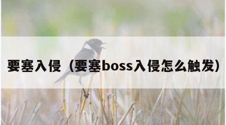 要塞入侵（要塞boss入侵怎么触发）