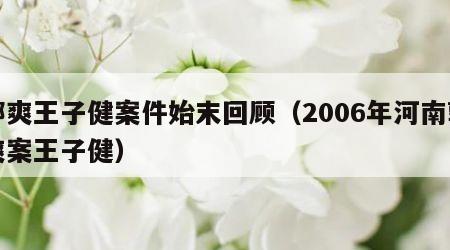 郭爽王子健案件始末回顾（2006年河南郭爽案王子健）