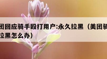 美团回应骑手殴打用户:永久拉黑（美团骑手被拉黑怎么办）