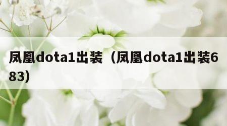 凤凰dota1出装（凤凰dota1出装683）