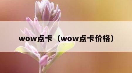 wow点卡（wow点卡价格）