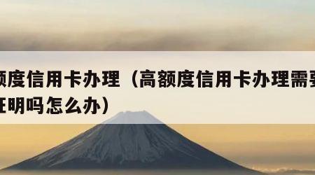 高额度信用卡办理（高额度信用卡办理需要收入证明吗怎么办）