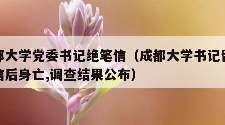 成都大学党委书记绝笔信（成都大学书记留绝笔信后身亡,调查结果公布）