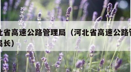 河北省高速公路管理局（河北省高速公路管理局局长）