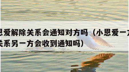 小恩爱解除关系会通知对方吗（小恩爱一方解除关系另一方会收到通知吗）