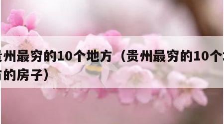 贵州最穷的10个地方（贵州最穷的10个地方的房子）