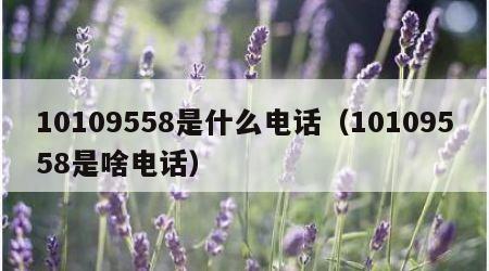 10109558是什么电话（10109558是啥电话）