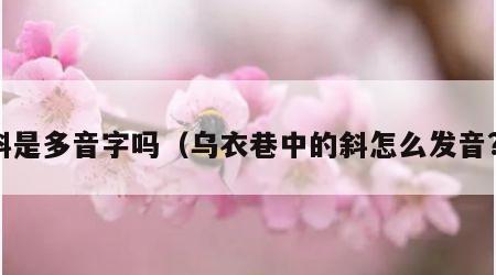 斜是多音字吗（乌衣巷中的斜怎么发音?）