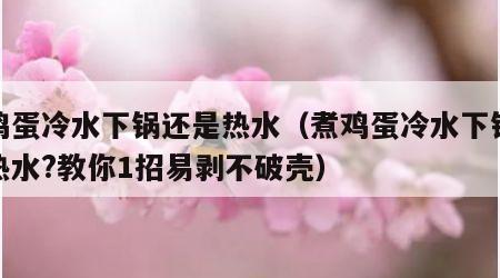 煮鸡蛋冷水下锅还是热水（煮鸡蛋冷水下锅还是热水?教你1招易剥不破壳）