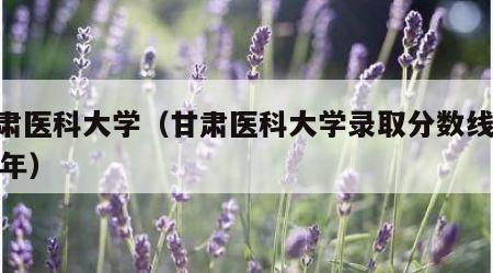 甘肃医科大学（甘肃医科大学录取分数线2023年）