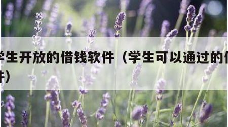 对学生开放的借钱软件（学生可以通过的借钱软件）